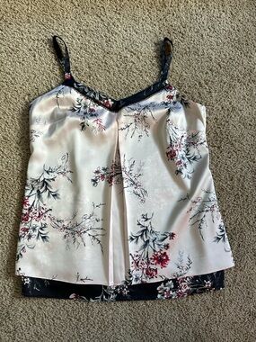 White House Black Market Floral Satin Camisole Tank Top.